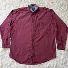 90s CHAPS RALPH LAUREN 長袖シャツ 刺繍ロゴ L ボルドー