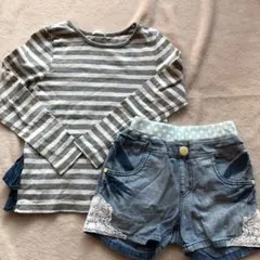 GU ボーダーカットソー ショートパンツ セット 120