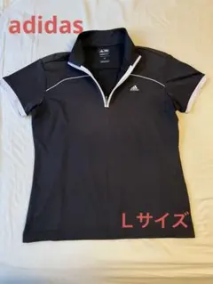 adidas レディース ハーフジップシャツ 黒