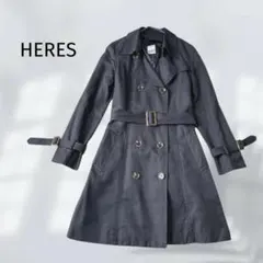 ヒアーズ Aライントレンチコート ダブルブレスト ベルト付 通勤 E5583