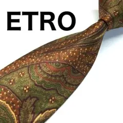 【未使用に近い✨】エトロ ネクタイ ブラウン ペイズリー 総柄 高級シルク