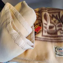 TOVIS 毛布 レーヨン100% クリーム色二枚セット