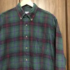 90s CAMBRIDGE CLASSICS オンブレチェックシャツ L 緑赤紫