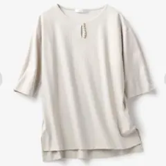 新品 DoCLASSE パールボタン 半袖カットソー XXL ライトグレーのサムネイル