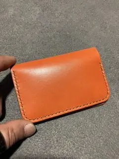 ハンドメイド/オレンジレザー/カードケース