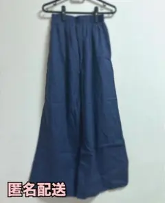 ネイビー ワイドパンツ ポリエステル100%