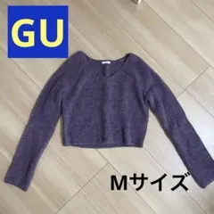 【完売品】GU セーター　パフィータッチVネッククロップドセーター　パープル
