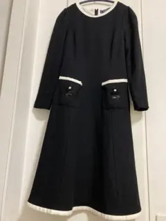 新品タグ付き　エムズグレイシー　 半袖膝丈ワンピース 黒×ベージュ　42 新品タグ付き エムズグレイシー 半袖膝丈ワンピース 黒×ベージュ 42