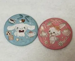 サンリオ 刺繍缶バッジ シナモロール ウィッシュミーメル
