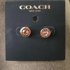COACH ローズゴールド クリスタルピアス