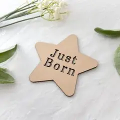 Just Born ニューボーン　スター型抜き　寝相フォト 赤ちゃん 写真　木製