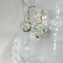 同梱発送用No.995大粒シャボン玉バブル鈴丸ドロップゴールドフックピアス