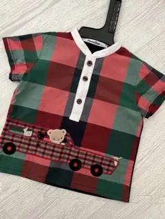 familiar ファミリア チェック柄 車モチーフ Tシャツ 80のサムネイル