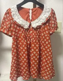 INGNI 花柄 パフスリーブ 半袖ブラウス 森ガール 平成 レトロ 古着