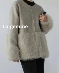美品✨La-gemme　エコファーコート ノーカラー　　ベージュ　アウター　ボア
