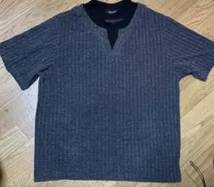 TZKILLER ダークグレー×黒 重ね着風半袖トップスXLサイズ