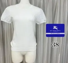 BURBERRY BLUELABEL ホース刺繍 半袖 コットンニットトップス