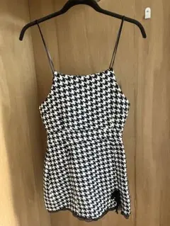新品未使用　SHEIN 千鳥格子　千鳥柄　コントラストレース　キャミドレス