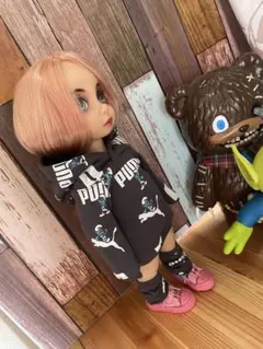 SnowMan ソフビ服 ヒッコリーデニムサロペットセット＆バケットハット