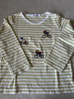 familia ストライプ 自転車刺繍 Tシャツ 90