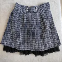 試着のみ☆3Lチェック柄フレアスカート ボタン付き