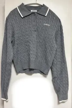 INGNI ケーブルニット ポロシャツ グレー