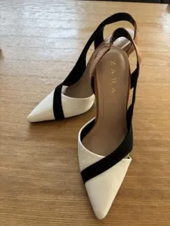 ZARA ハイヒール ポインテッドトゥ ホワイト・ブラックバイカラー