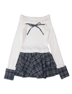 bubbles チェックリボンワンピース