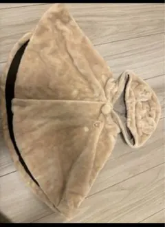 ベージュ フリース フード付きポンチョ「値段交渉あり」