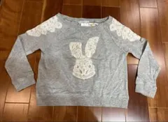 新品　Gingersnaps ウサギ刺繍 グレー トレーナー　150 14ans