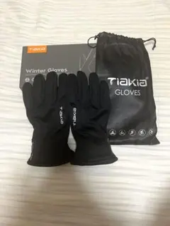 TiaKia 防寒手袋 防水スマホ対応 ブラック 黒 M