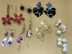 お買い得！ハンドメイドピアス 7点セット まとめ売り 花 パール レオパード