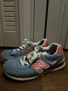 New Balance 574 青/ピンク スニーカー