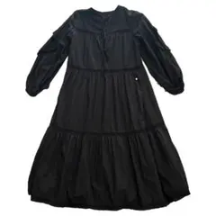 MUVEIL ミュベール　ワンピース　ドット刺繍　ブラック　36　七分袖　ロング