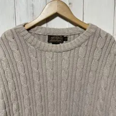 90s USA製 Eddie Bauer 黒タグ ケーブル ニット セーター L