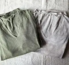 無印良品　フレンチリネン　Vネック　サマーニット　セーター