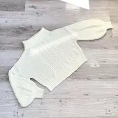 S1 ブラウニースタンダード　ケーブル編みタートルネックニット　ボリューム袖　F