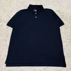 美品 XL ザノースフェイス ロゴ 刺繍 ポロシャツ ネイビー ストレッチ
