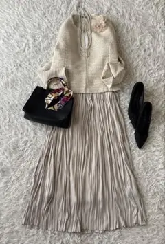 美品♡自由区 ツイードノーカラージャケット セットアップ M 入学式 セレモニー