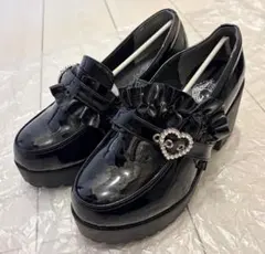 Lovehunter 厚底ビジューローファーブラック LL