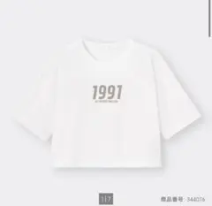 GU クロップドグラフィックTシャツ 半袖 ホワイト