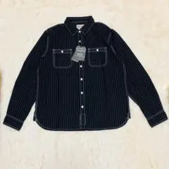 ウォバッシュ シャツ　インディゴ　ストライプ 長袖シャツ　濃紺　XL アメカジ