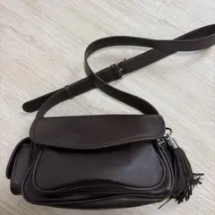 ニコアンド オリジナル6ポケットタッセルショルダーバッグ　ダークブラウン