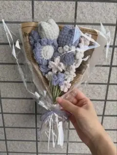 【翌日発送】毛糸の花束　枯れない花束　紫のサムネイル