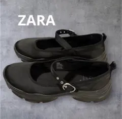 美品☆ZARA　バレエフラットスニーカー　ブラック　38