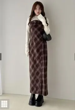 GRL チェック柄スリットキャミソールワンピース[dk1339] M