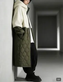 【完売商品】キルティングジャケット オリーブ・ホワイト