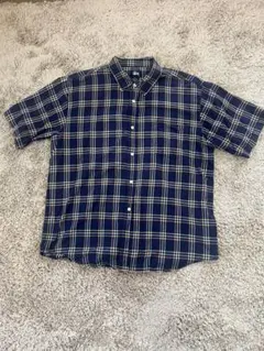 OLD Stussy 半袖チェックシャツ ネイビー XLのサムネイル