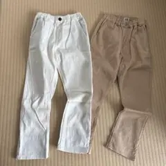 ブルーアズール　ホワイト・ベージュの長ズボン2点セット　ズボン　パンツ　130