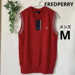未着用ෆ‪FRED PERRY フレッドペリー Vネック ベスト 刺繍ロゴ M